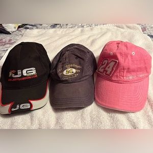Three vintage NASCAR Jeff Gordon hats for one price. Excellent condition.
